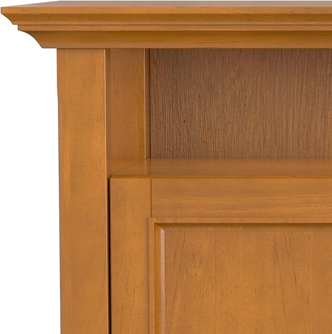 SIMPLIHOME Amherst 54-inch Wide Solid Wood TV Stand in Light Golden Brown, Transitional-Style Media Console for Living Room with Adjustable Shelves and Cable Management