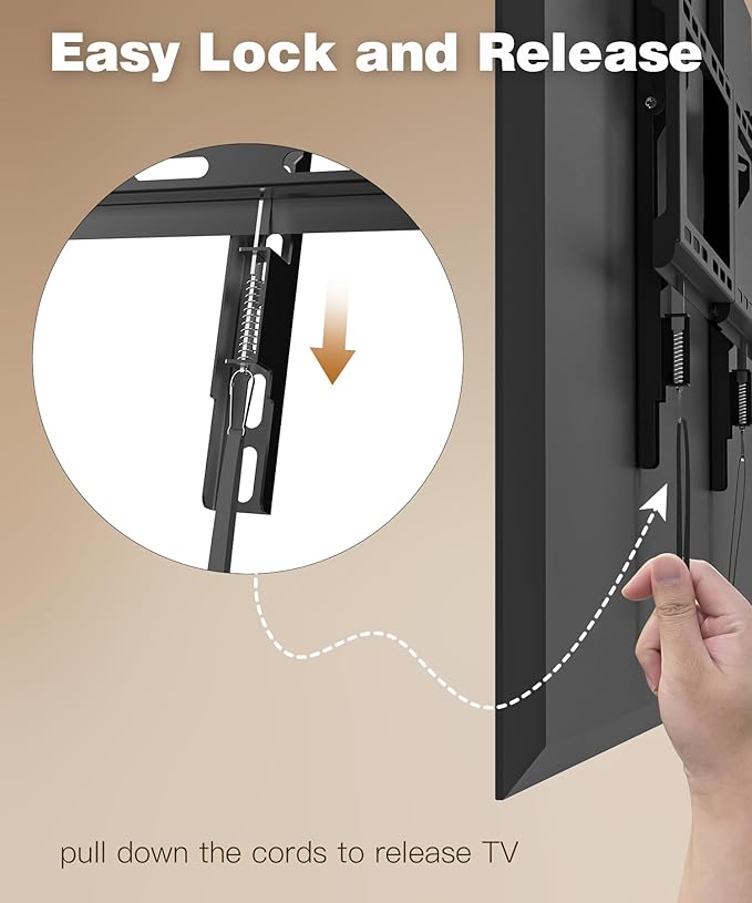 TV Wall Mount for Most 37-82 Inch, Low Profile Tilt Wall Mount TV Bracket for Flat/Curved TVs with Max VESA 600x400mm, Fits 16"-24" Studs Up to 132 lbs, Black