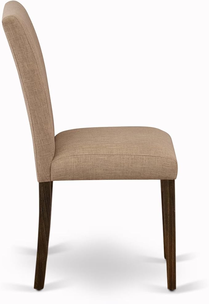 East West Furniture V777AB747-7 7 Piece Dinette Set Consist of a Rectangle Dining Table with V-Legs and 6 Light Sable Linen Fabric Parson Dining Room Chairs, 40x72 Inch, Multi-Color