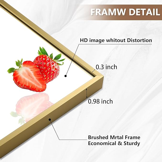 Gold Bathroom Mirror, 20"x28" Rectangle Mirror, Brushed Gold Mirror, Metal Frame Square Corner Vanity Mirror, Wall Mounted Mirror for Modern, Living Room, Bedroom, Horizontal Or Vertical