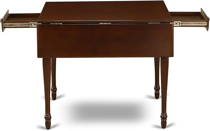 East West Furniture MZCL5-MAH-W 5 Piece Dining Room Table Set Includes a Rectangle Dining Table with Dropleaf and 4 Wood Seat Chairs, 36x54 Inch, Mahogany