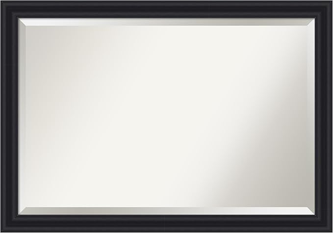 Amanti Art Black Bathroom Mirror for Over Sink, 28x40 Dalat Black Rectangle Vanity Mirror, Large Traditional Frame, Hangs Horizonally and Vertically, Bathroom Wall Decor, Beveled Edge