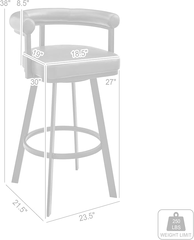 Armen Living Magnolia Swivel Bar Stool in Brown Metal with Brown Faux Leather