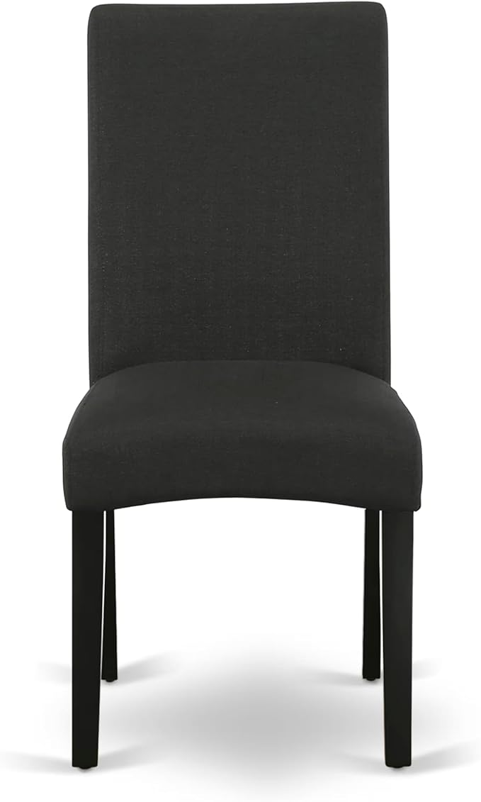 East West Furniture V676DR124-6 6 Piece Dining Set Contains a Rectangle Dining Room Table with V-Legs and 4 Black Color Linen Fabric Parson Chairs with a Bench, 36x60 Inch, Multi-Color