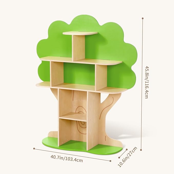 OOOK Kids Bookcase Tree Bookshelf for Kids Reading Nook, Montessori Book Shelf for Classroom, Kids Room, Playroom, Nursery