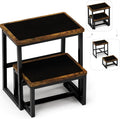 Step Stool for Adults,Holds up to 500Lb,3 in1 Heavy Duty Sturdy Two StepStools for Kichen/Bathroom/High beds, Wooden&Metal Frame, Non-Slip Pads