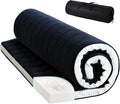 Tiita Japanese Floor Mattress, 4” Thicken Futon Mattress with Storage Bag and 2 Straps，Queen Size Sleeping Tatami Mat for Adults，Black