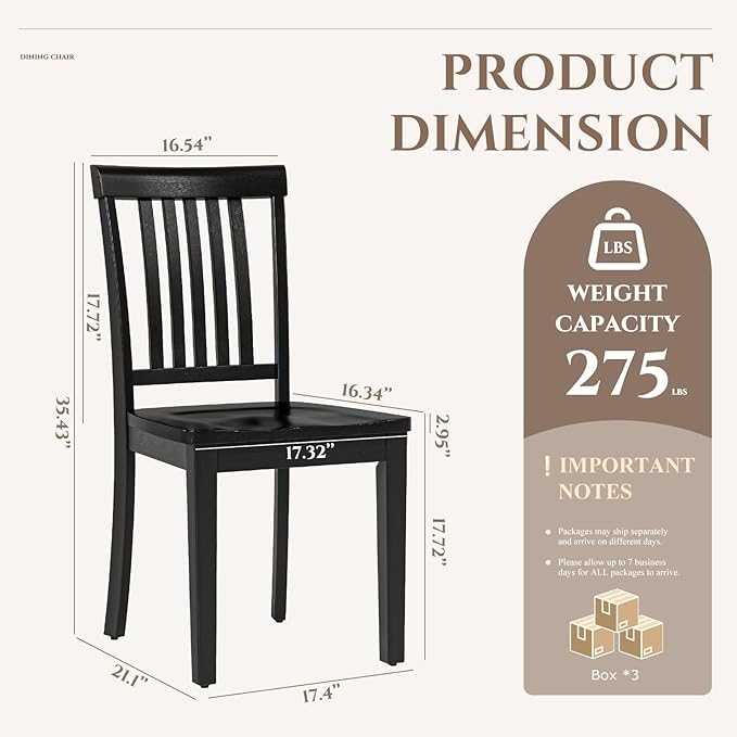 COLAMY Wooden Dining Room Chairs Set of 6, Spindle High Back Windsor Kitchen Side Chair, Farmhouse Dining Chairs for Kitchen, Dining Room, Black