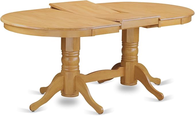 East West Furniture VAAB5-OAK-04 5 Piece Kitchen Table Set for 4 Includes an Oval Dining Table with Butterfly Leaf and 4 Light Tan Linen Fabric Upholstered Chairs, 40x76 Inch, Oak