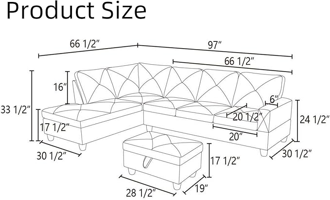 Modular Sectional Couch, L Shaped Couch with Storage, Convertible Sofa with Ottomans, Modern Sectional Sofa for Living Room and Office, 5 Seat, Brown
