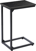 AMHANCIBLE C Shaped End Table, Couch Tables That Slide Under, TV Tray Snack Table for Sofa, Small Side Table for Couch, Small Space, Living Room, Black HET02CBK-1