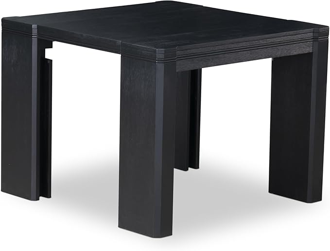 X07MZ-BC6-50 - 10-Pc Dining Table Set a Kitchen Table with a coffee Table and a wooden Bench & 7 Dark Gotham Grey Fabric Dining Chair, 39x120 Inch, Wire Brushed Black