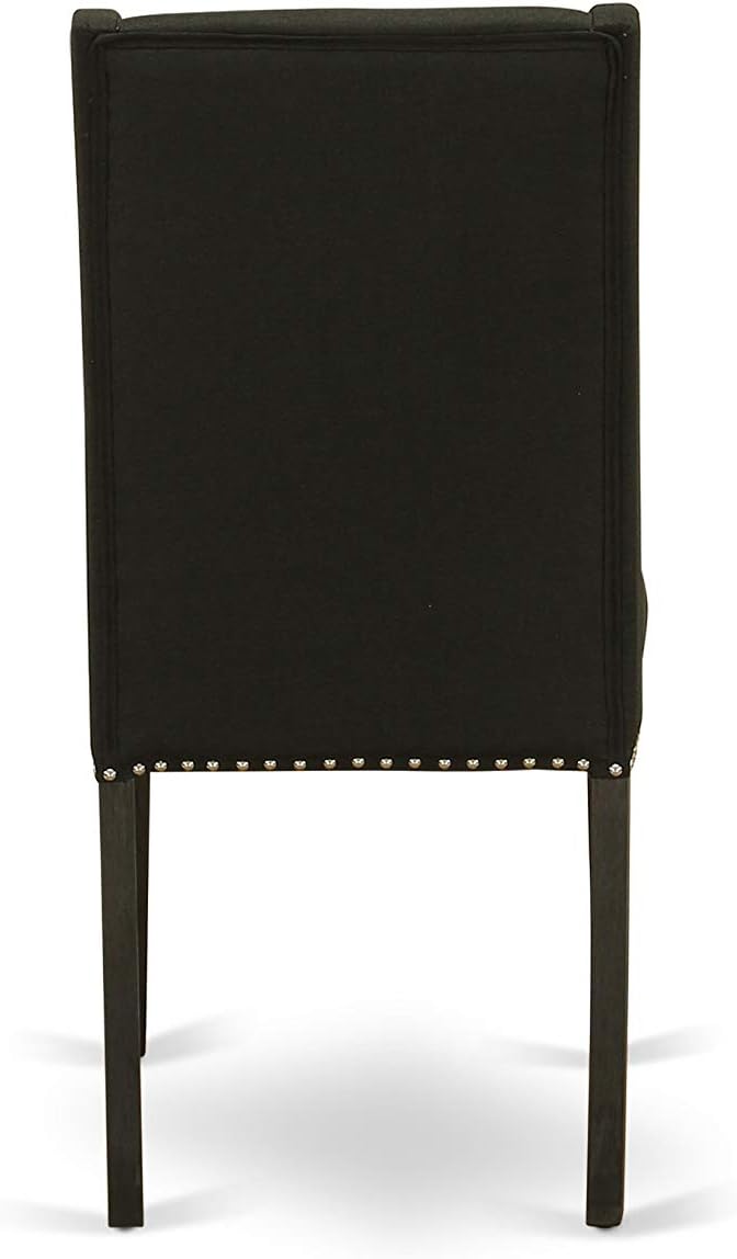 East West Furniture X697FL624-6 6 Piece Dinette Set Contains a Rectangle Dining Table with X-Legs and 4 Black Linen Fabric Parson Chairs with a Bench, 40x72 Inch, Multi-Color