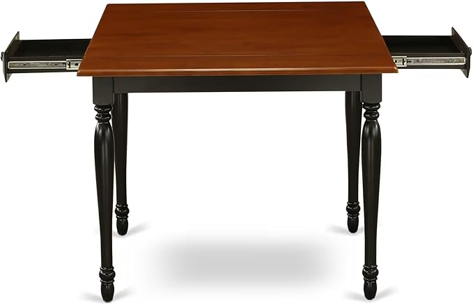 East West Furniture MZAV5-BCH-W 5 Piece Dinette Set for 4 Includes a Rectangle Dining Room Table with Dropleaf and 4 Dining Chairs, 36x54 Inch, Black & Cherry