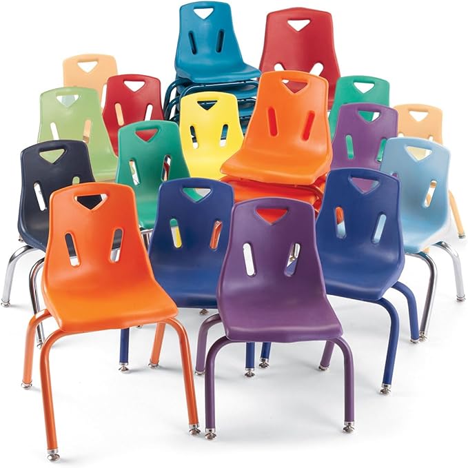 Jonti-Craft Berries 8140JC1114 Stacking Chair with Chrome-Plated Legs, 10" Height, Orange