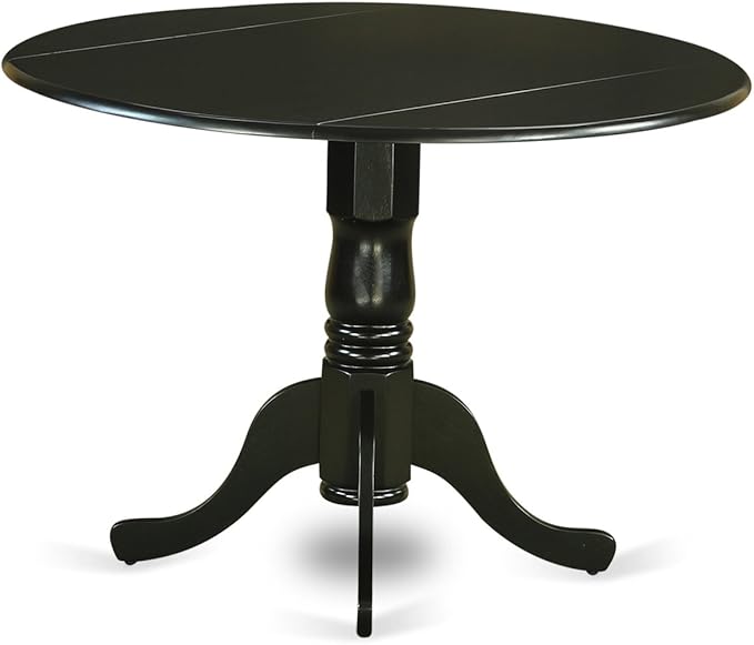 East West Furniture DLCL5-BLK-W 5 Piece Dining Table Set for 4 Includes a Round Kitchen Table with Dropleaf and 4 Dining Room Chairs, 42x42 Inch, Black