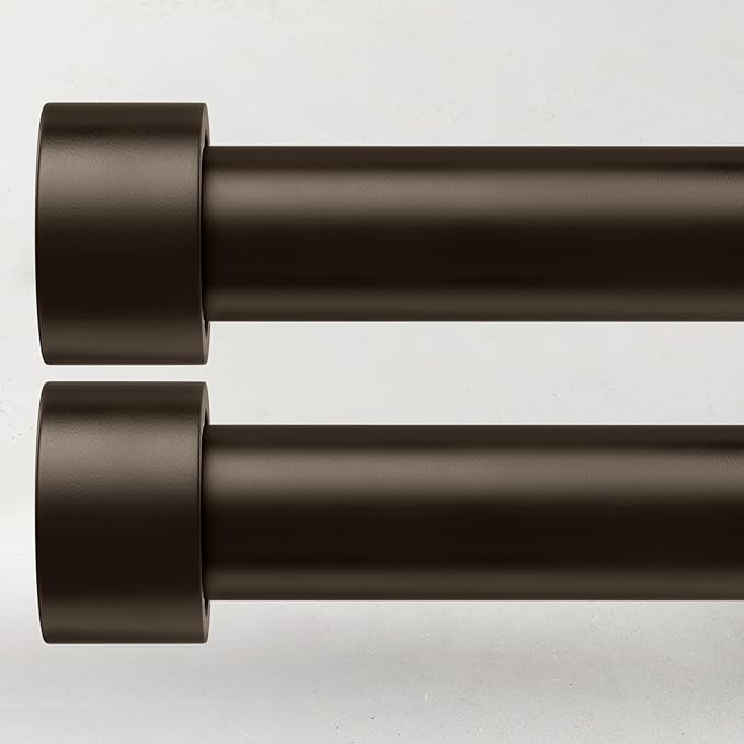 2 Pack Curtain Rods for Windows 28 to 48 Inch(2.3-4ft), 1 Inch Bronze Curtain Rods Set, Adjustable Heavy Duty Curtain Rod for Patio Bedroom Living Room, Modern Drapery Rods, Size 32"- 60"
