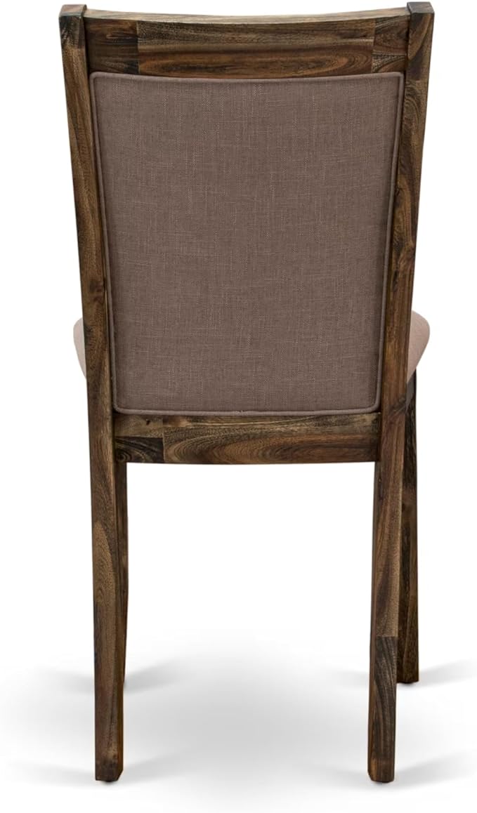 East West Furniture V797MZ748-7 7 Piece Dining Room Furniture Set Consist of a Rectangle Dining Table with V-Legs and 6 Coffee Linen Fabric Upholstered Chairs, 40x72 Inch, Multi-Color