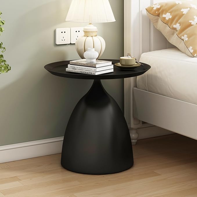 Nesting Tables, Black Side Tables, Modern End Tables for Living Room Nesting Coffee Table Set of 2,Console Table Pedestal Tables
