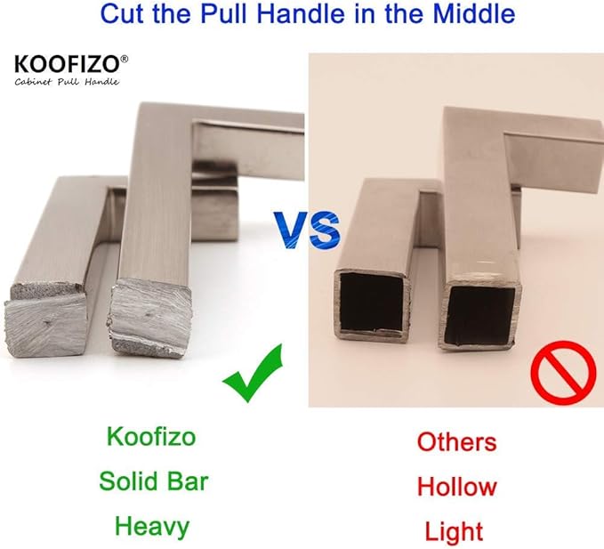 KOOFIZO Solid Square Bar Cabinet Handle - Oil Rubbed Bronze Furniture Pull, 6.3 Inch/160mm Screwhole Distance, 10-Pack for Kitchen Cupboard Door, Bedroom Dresser Drawer, Bathroom Wardrobe Hardware