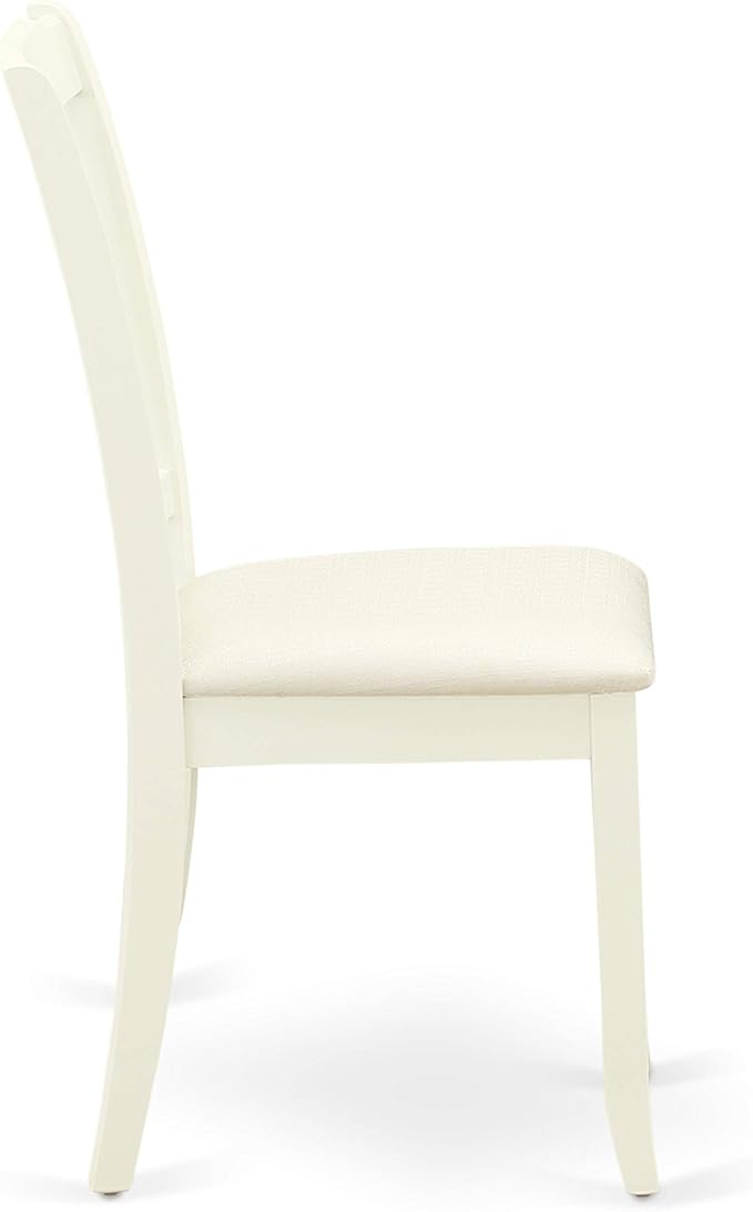 East West Furniture HBDA3-LWH-C 3 Piece Dining Room Table Set Contains a Round Kitchen Table with Pedestal and 2 Linen Fabric Upholstered Dining Chairs, 42x42 Inch, Linen White
