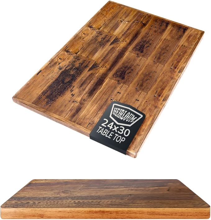 Reclaimed Wood Table Top - Rustic Recycled Wooden Piece Perfect for Signs, Counters, Kitchens, Dining and Coffee Table Tops (Straight Plank Table Top, 24" x 30")