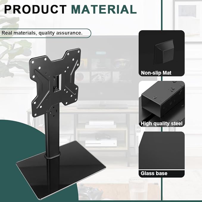 Universal TV Stand for 13"–43" TVs Swivel 4 Level Height Adjustable Table Top TV Mount Stand Holds up to 77lbs