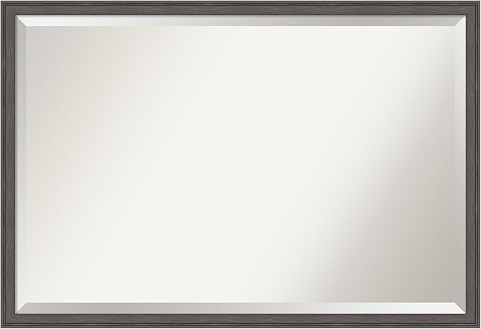 Amanti Art Silver Bathroom Mirror for Over Sink, 26x38 Florence Pewter Rectangle Vanity Mirror, Large Casual Frame, Hangs Horizonally and Vertically, Bathroom Wall Decor, Beveled Edge from WI, USA