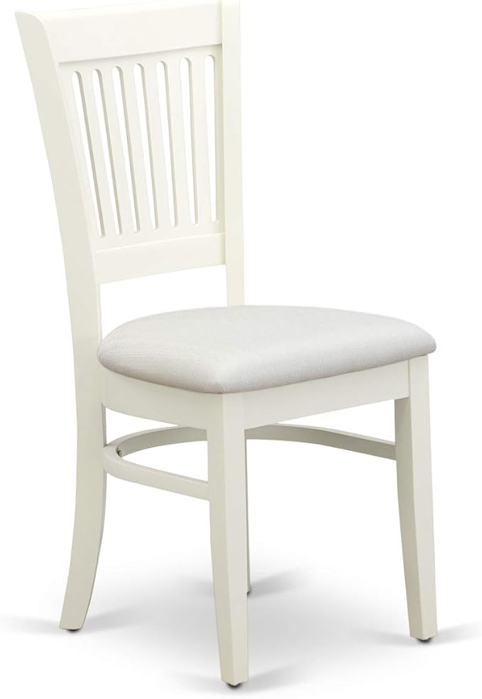 East West Furniture LGVA5-LWH-C 5 Piece Dining Set Includes a Rectangle Dining Room Table with Butterfly Leaf and 4 Linen Fabric Upholstered Kitchen Chairs, 42x84 Inch, Linen White
