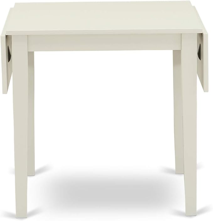 East West Furniture NDBO3-LWH-LC 3 Piece Dining Room Table Set Contains a Rectangle Dining Table with Dropleaf and 2 Faux Leather Upholstered Chairs, 30x48 Inch, Linen White