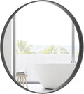 HOMECOOKIN Round Wood Mirror, 31" Round Bathroom Wall Mirror Circle Mirrors for Wall Decor, Vanity, Living Room, Bedroom, Entryway, Black