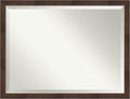 Amanti Art Brown Bathroom Mirror for Over Sink, 33x43 Wildwood Brown Narrow Rectangle Vanity Mirror, X-Large Rustic Farmhouse Frame, Hangs Horizonally and Vertically, Bathroom Wall Decor, Beveled Edge