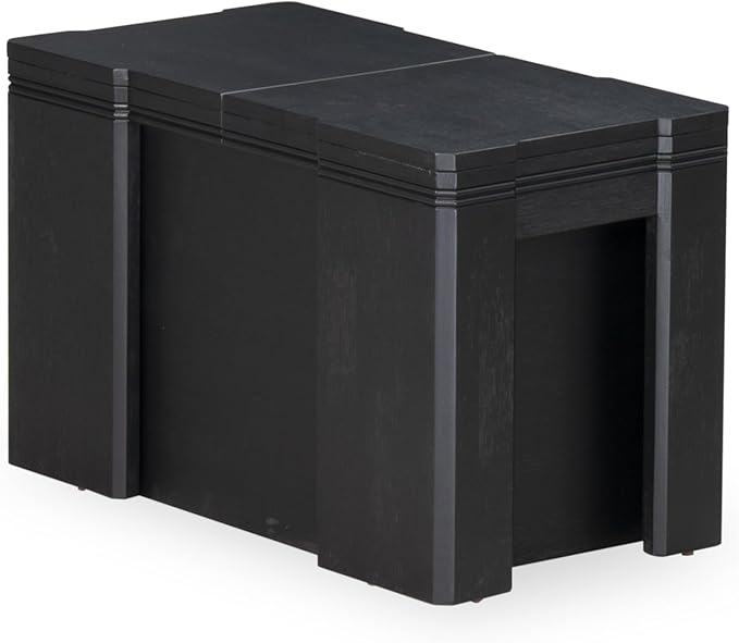 X07MZ-B06-50 - 9-Pc Dining Table Set a Rectangular Dining Table and a wooden Bench and 7 Dark Gotham Grey Linen Fabric Kitchen Chair, 39x120 Inch, Wire Brushed Black