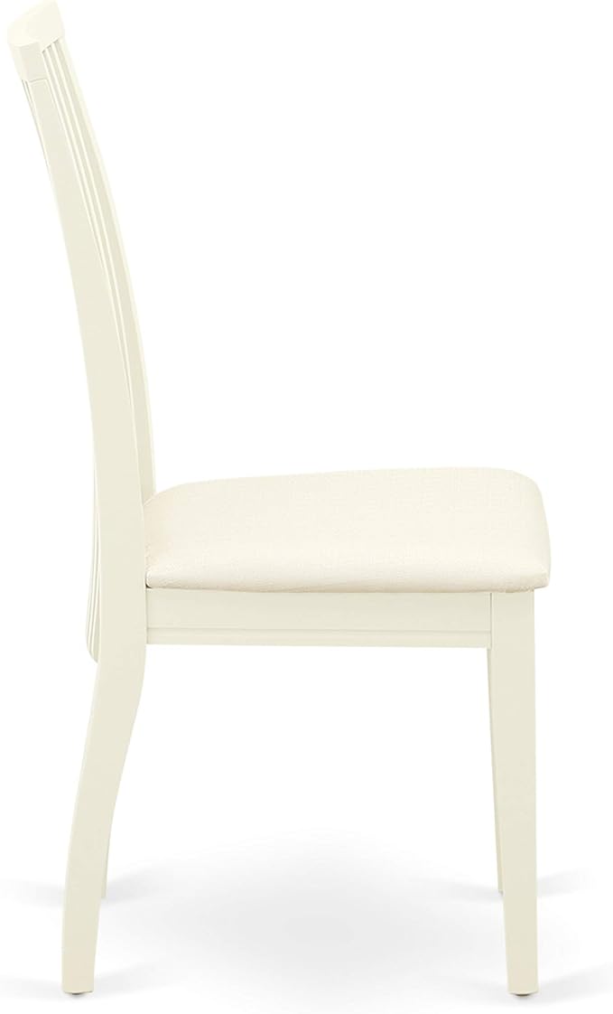 East West Furniture LGIP7-LWH-C 7 Piece Dinette Set Consist of a Rectangle Dining Room Table with Butterfly Leaf and 6 Linen Fabric Upholstered Dining Chairs, 42x84 Inch, Linen White