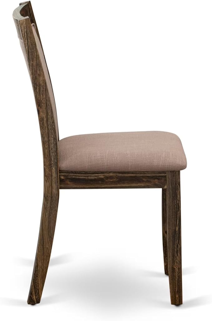 East West Furniture V727MZ748-5 5 Piece Dining Room Furniture Set Includes a Rectangle Dining Table with V-Legs and 4 Coffee Linen Fabric Upholstered Chairs, 40x72 Inch, Multi-Color