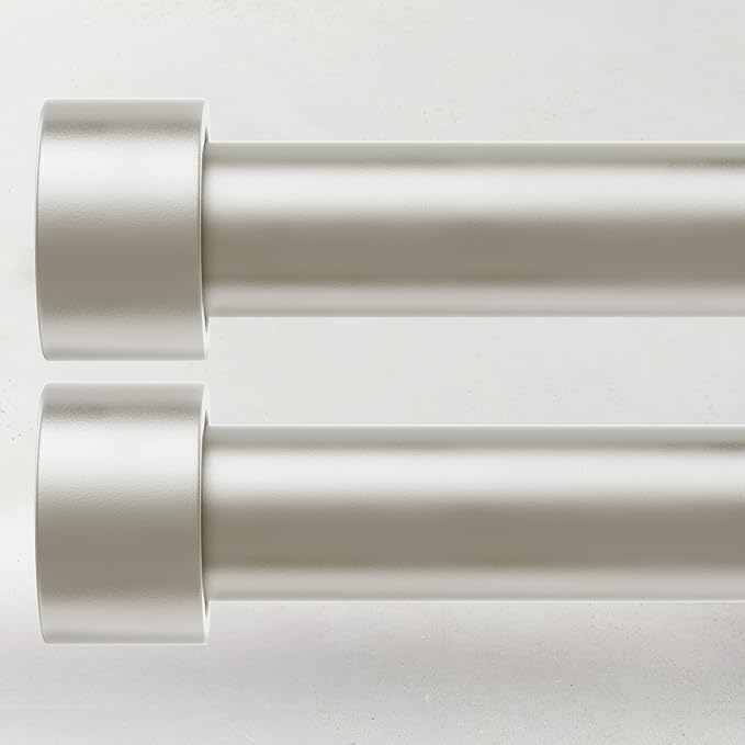 2 Pack Curtain Rods for Windows 28 to 48 Inch(2.3-4ft), 1 Inch Brushed Nickel Curtain Rods Set, Adjustable Heavy Duty Curtain Rod, Modern Drapery Rods for Bedroom Living Room, Size 32"- 60"