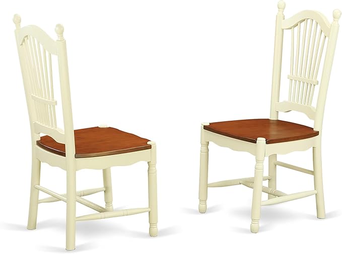 East West Furniture DOVE7-WHI-W 7 Piece Dining Room Furniture Set Consist of a Rectangle Kitchen Table with Butterfly Leaf and 6 Dining Chairs, 42x78 Inch, Buttermilk & Cherry