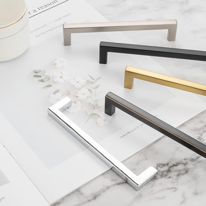 KOOFIZO 20-Pack Solid Square Bar Cabinet Handle - Chrome Furniture Pull, 3 Inch/76mm Screwhole Distance for Kitchen Cupboard Door, Bedroom Dresser Drawer, Bathroom Wardrobe Hardware