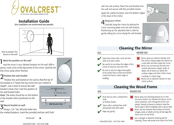 OVALCREST - Oval Wooden Beveled Wall Mirror for Home Decor, Bathroom, Vanity, Bedroom, Living Room, Hallway - London Style (Silver Spray) 21.1 x 25.1