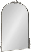 Kate and Laurel Myrcelle Traditional Arched Mirror; 25 x 33; Silver; Decorative Large Arch Mirror with Ornate Garland Detailing Along The Crown and Edges of The Frame