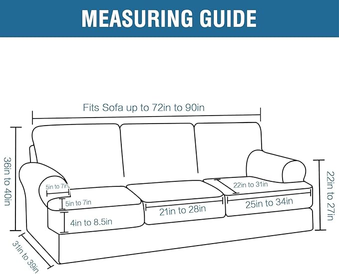 H.VERSAILTEX Sofa Cover 4 Piece T Cushion Sofa Slipcovers Thick Velvet Couch Cover Stretch T Cushion Sofa Covers for 3 Cushion Couch with 3 Individual T Cushion Covers, Mocha
