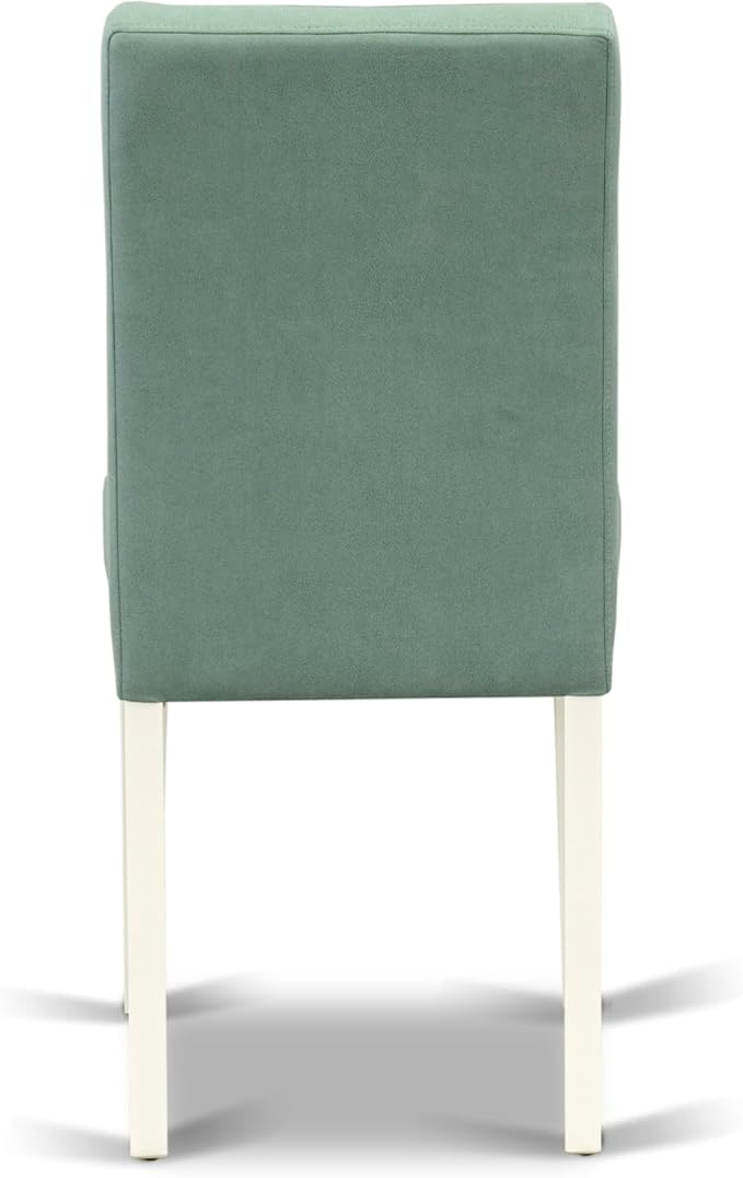 East West Furniture DOAS7-LWH-43 7 Piece Kitchen Dining Table Set Contain A Mid Century Dining Table and 6 Willow Green Polyester Fabric Dining Room Chairs, Linen White