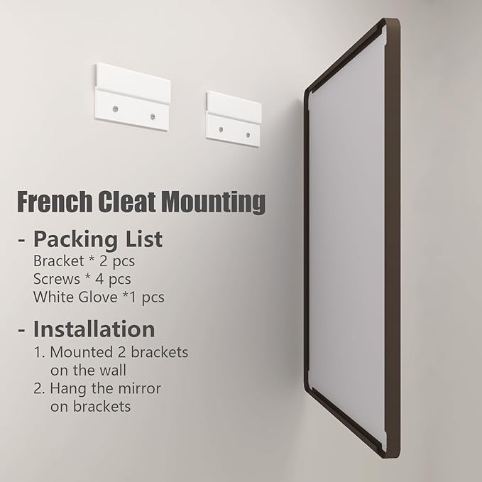 16x24 Bronze Bathroom Mirror, Rounded Rectangle Bronze Frame Mirror, Brushed Bronze Bathroom Vanity Mirror Wall-Mounted, Anti-Rust, Hangs Horizontally or Vertically