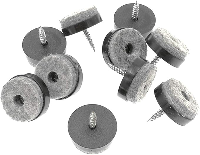 ALIMITOPIA 40pcs Screw-on Furniture Felt Pad Chair Glide Slider Hardwood Floor Protector for Wooden Leg Feet of Chair Table Furniture(Φ28mm or 1.1";Black)