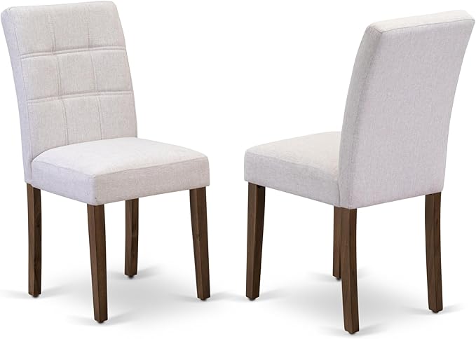 East West Furniture ANAS5-AWA-08 5 Piece Mid Century Dining Table Set Consists A Kitchen Table and 4 Mist Beige Polyester Fabric Dining Chairs, Antique Walnut