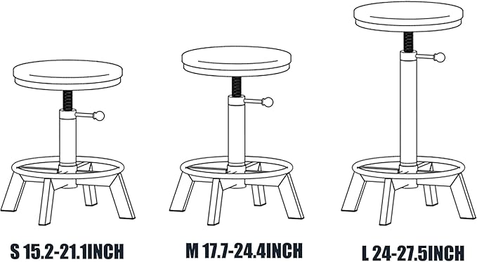 Set of 2 Swivel Pu Seat Bar Stools Industrial Style 17-24inch Height Adjustable Kitchen Stool Extra Guest Chair