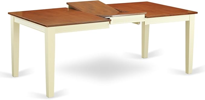 East West Furniture QUIP7-BMK-W 7 Piece Kitchen Table Set Consist of a Rectangle Dining Table with Butterfly Leaf and 6 Dining Room Chairs, 40x78 Inch, Buttermilk & Cherry