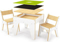 wingyz 4-in-1 Toddler Table and Chairs Set, Kids Play Tables with Storage, Wooden Sensory Tables with Dual-Sided Blocking Baseplate, Baby Activity Table with Chalkboard