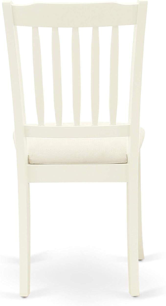 East West Furniture HBDA5-LWH-C 5 Piece Kitchen Table & Chairs Set Includes a Round Dining Room Table with Pedestal and 4 Linen Fabric Upholstered Chairs, 42x42 Inch, Linen White