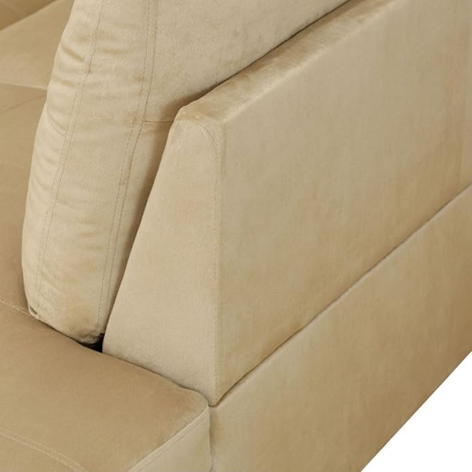 Beige L-Shaped 3-Piece Flannel Sofa with Storage Ottoman Set, Sectional Couch Sofa Set for Living Room, Office, Small Space